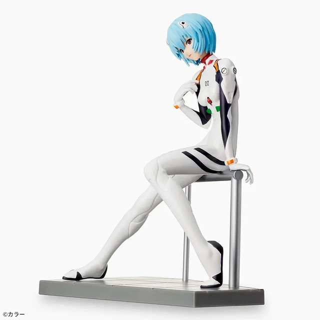 A close-up view of the 'Ayanami Rei' Limited Premium Figure showing details.