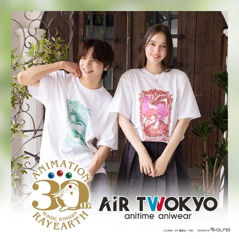 Left (Male Model): Decorative T-shirt 5 (Eagle & Geo & Zazu), Right (Female Model): Decorative T-shirt 1 (Shidou Hikaru & Nova)