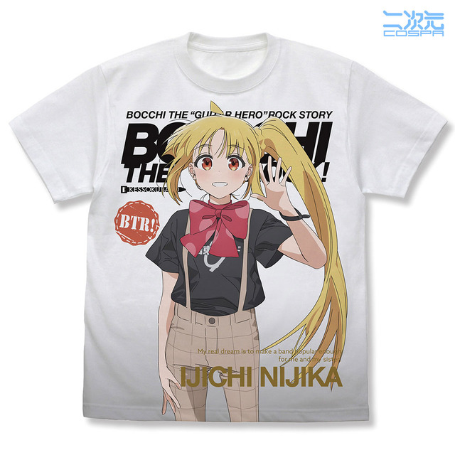 A vibrant Ijichi Nijika Full Graphic T-shirt, part of the Kessoku Band merchandise.