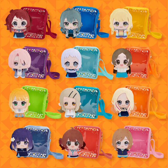 Close-up of some Gakuen Idolmaster Mofugutto Chibigurumi plushies, showcasing their expressions