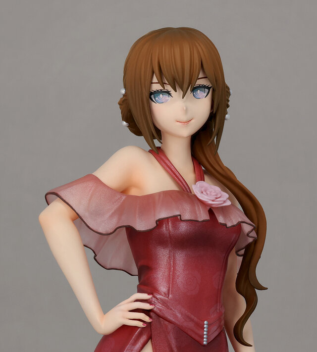 Close-up of Makise Kurisu 1/7 scale figure in crimson dress