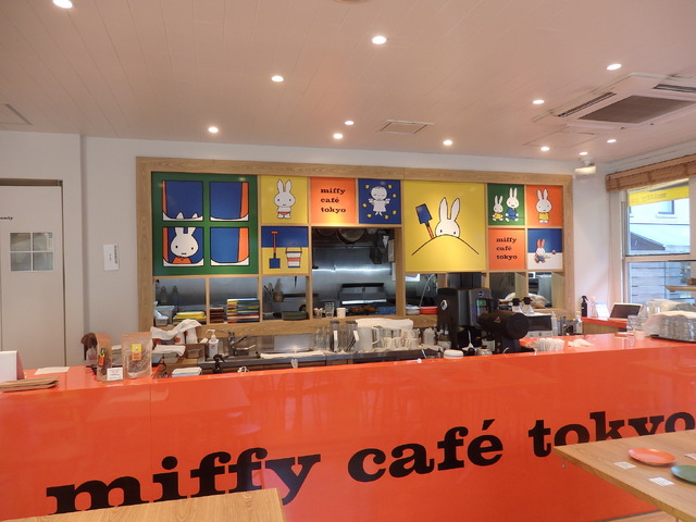 The colorful and charming interior of miffy cafe tokyo.