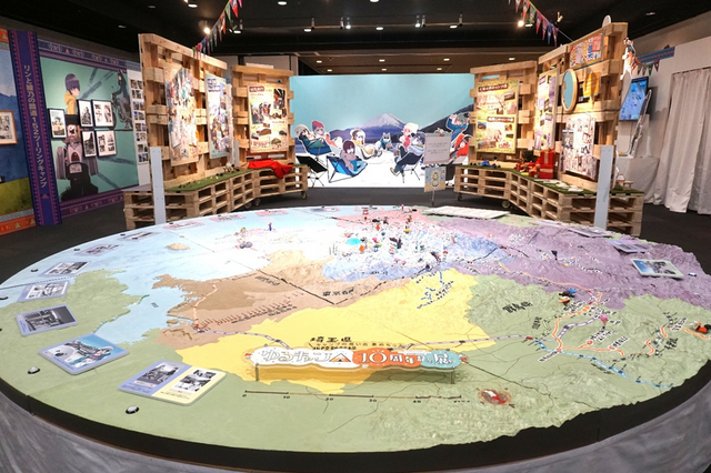 Giant diorama showcasing Yuru Camp travel memories.