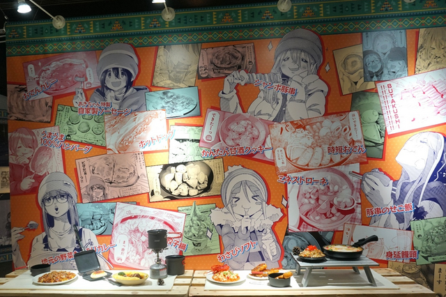 Food samples of various gourmet dishes from Yuru Camp.