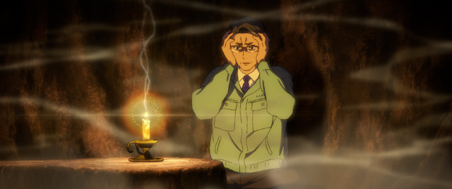 A scene from Kusunoki no Bannin, showing Reito and Chifune interacting at the shrine.