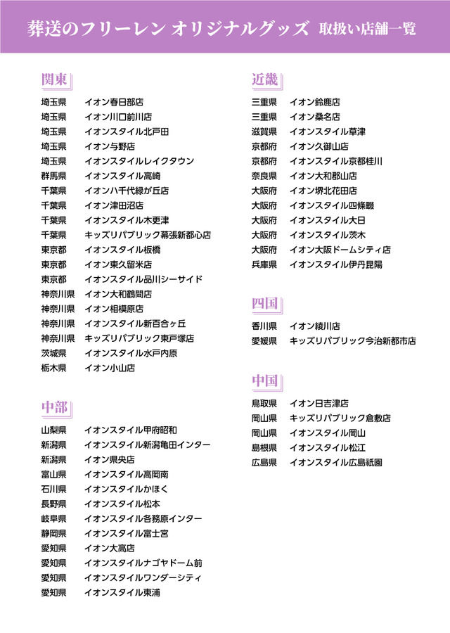 List of Participating Stores