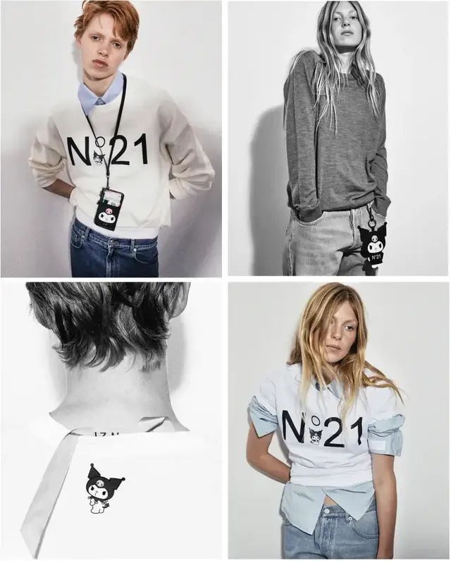 From top left: Logo Sweatshirt (¥60,500 incl. tax), Charms (¥11,000 each incl. tax), Logo T-shirt (¥38,500 incl. tax)