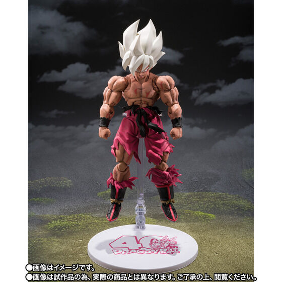 The 40th anniversary logo stand included with the figure