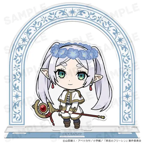 Frieren and Himmel Adorn Blue Moon Grass Flower Crowns in New Deformed Acrylic Stands and Figures