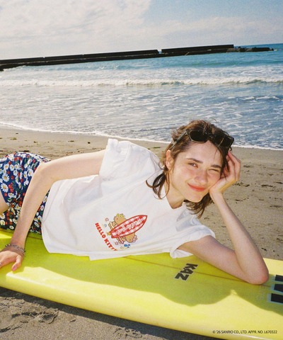 Hello Kitty & Twin Sister Mimmy Get a Tan on L.A. Beach in MILKFED. Collaboration Apparel and Goods