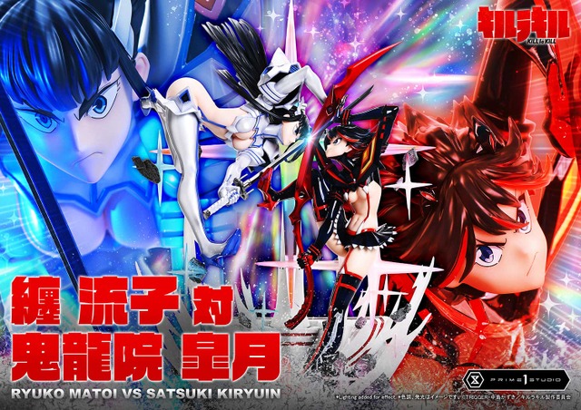 Kill la Kill Ryuko Matoi vs. Satsuki Kiryuin 1/4 Scale Statue Unleashes Epic Battle with LED-Illuminated Cross